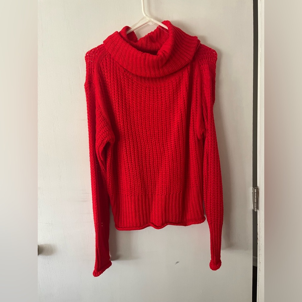 Poof! Vibrant Red Cowl Neck Sweater
